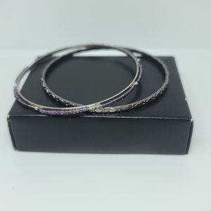 Pair of purple and silver bangles, purple bracelet